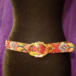 Steve Madden pink embroidered belt LG